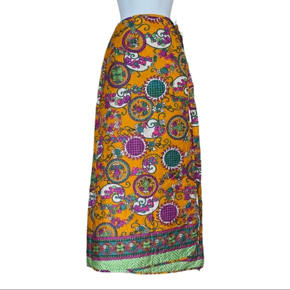 Vintage 60s psychedelic quilted maxi wrap skirt M